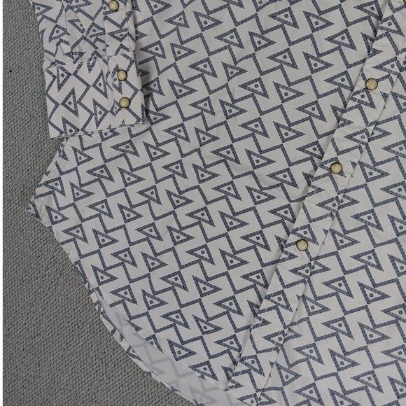 Rock & Roll Cowboy Shirt Mens Large White/Blue Geometric Snaps Western Cowboy - Picture 4 of 13